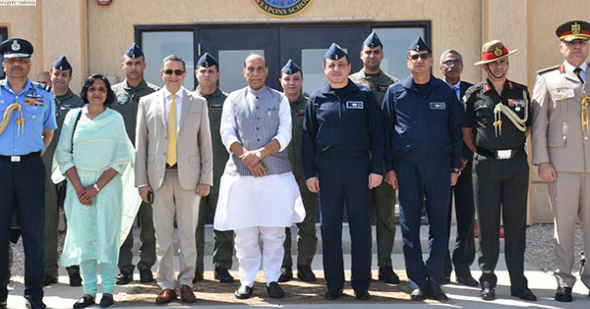 Defence Minister Rajnath Singh visits Cairo West Airbase